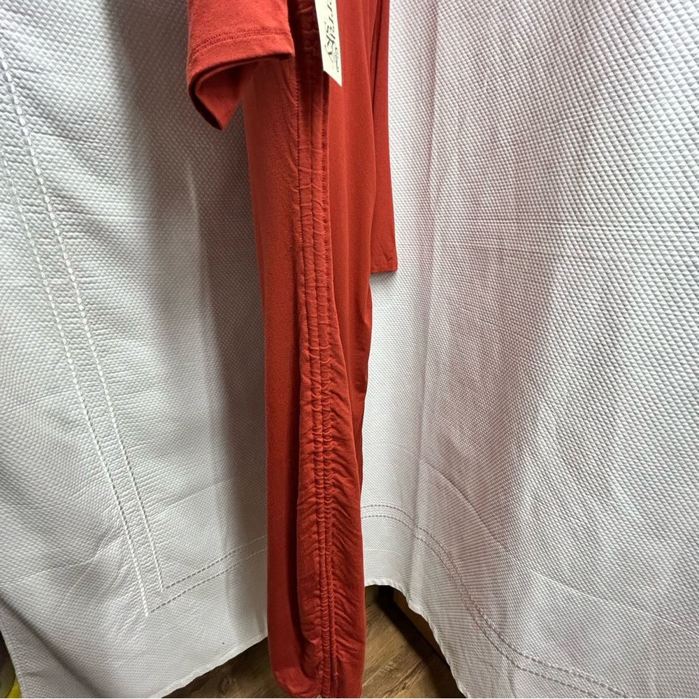 Terra & Sky Red Double Ruched Dress with Dolman Sleeves size 14W OX - Picture 5 of 6